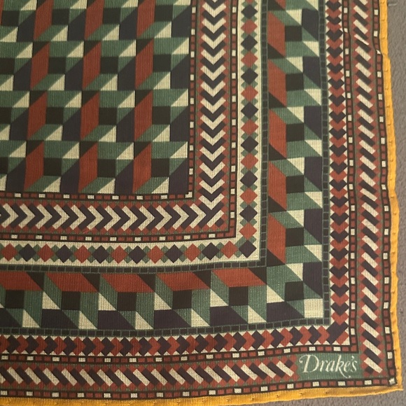 Drake’s Geometric Patterned Pocket Square - Picture 4 of 9